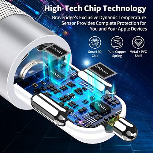 Adeqwat 72 W Dual PD USB-C Car Charger – MFi Certified Fast Charging for i Phone 16 Pro Max, Galaxy S24 & More | 2 Pack Type-C Cable Included | High-Speed Automobile Accessory for Seamless On-the-Go Power Delivery