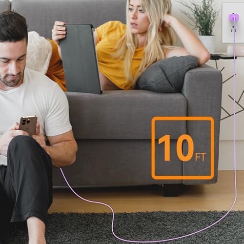 Auorld 30 W USB-C Fast Charger with 10 FT Cable – High-Performance Rapid Charging for i Phone 15/16, i Pad, Samsung Galaxy & Google Pixel – Stylish Purple Design for Maximum Flexibility and Compatibility on the Go