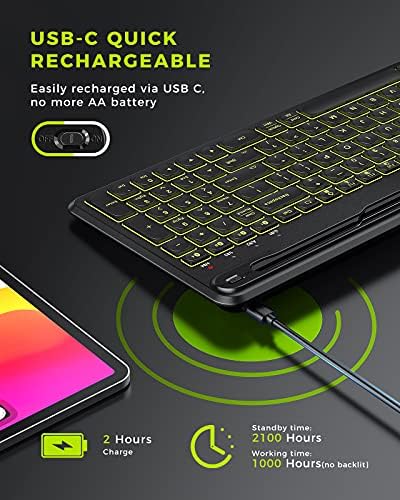 Revolutionize Your Typing with the seenda Backlit Multi-Device Bluetooth Keyboard – Wireless and Rechargeable with Ergonomic Design, Switch Seamlessly Between 4 Devices for Mac, Android, i OS & Windows – Perfect for Enhanced Productivity and Comfort!