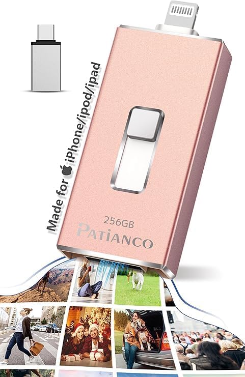Patianco 512 GB MFi Certified USB Flash Drive for i Phone/i Pad – Lightning Connector & USB 3.0 – Ultra-Fast 100/625 MB/s Transfer Speeds – Portable, High-Capacity Photo Stick in Eye-Catching Blue – Effortless Backup & Storage Solution for Apple Users