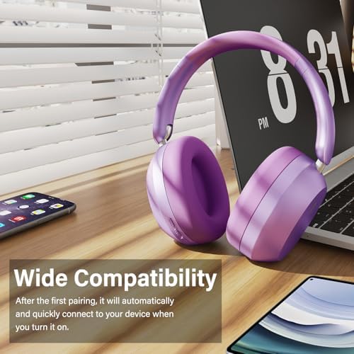 Purple Y05 Wireless Over-Ear Headphones – Unmatched 48-Hour Playtime, Premium Audio Performance, Travel-Friendly Foldable Design, Luxurious Soft Earpads for Ultimate Comfort – Versatile Compatibility & Enhanced Listening Experience