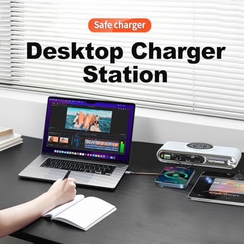 Revolutionary 6-in-1 USB C Charging Hub with LED Color Nightlight – 72 W 4-Port Magnetic Wireless Charger for Phones, Tablets, and Laptops – PD45 W and QC3.0 Fast Charging Technology for Ultimate Device Compatibility and Speed – Ideal for Home and Office Use