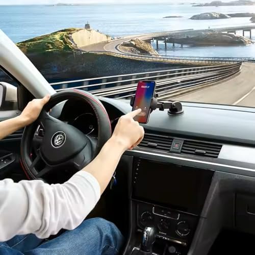 Enhanced Windshield Car Phone Holder with 360-Degree Rotation | Universal Mount for Samsung & i Phone 16 | Hands-Free Navigation & Safe Driving Accessory | Durable Suction Design for All Phone Sizes | Effortless Installation & Secure Grip