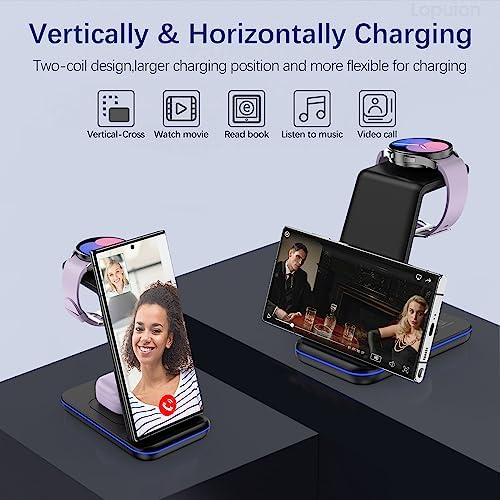 Fast Wireless Charging Station for Samsung Galaxy Devices – Multi-Device Charger for Galaxy S25 Ultra, S24, S23+, Z Flip 6/5, Fold 6/5, and Galaxy Watch 8/7/Pro/Active 2 – Sleek White Design for Effortless Organization and Speed – Perfect for Home and Office Use – Compatible with Galaxy Buds3/2 Pro for Ultimate Convenience
