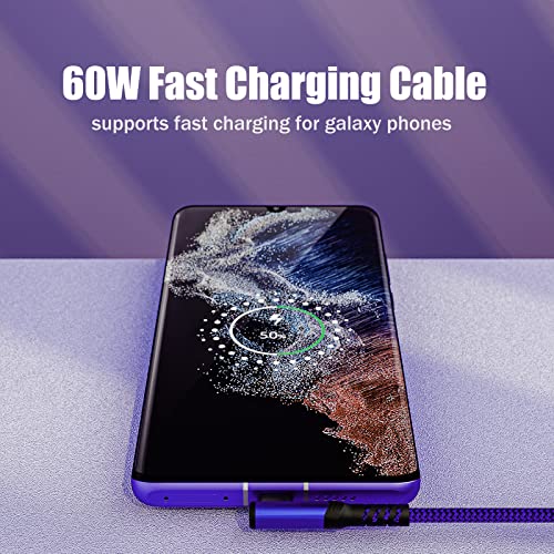 Ultimate 10 ft Type C Fast Charging Cable – 90-Degree USB to USB C Braided Cord (3-Pack) for i Phone 16/15 and Galaxy S Series – Enhanced Durability & Vibrant Colors for Seamless Charging Experience