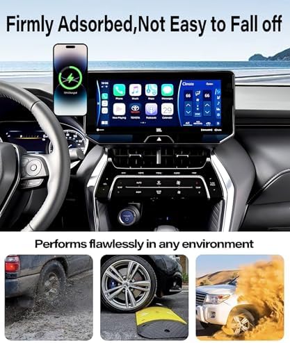 Transform Your Toyota Venza 2021-2024 with Our Premium 15 W Fast Wireless Charging Car Phone Holder: Experience Ultimate Hands-Free Navigation with 360-Degree Rotating Mount, Screen-Fixed Clip for Enhanced Safety, Ideal for 8-Inch Touch Screens and Daily Drives