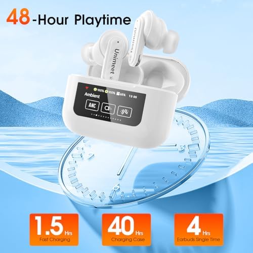Premium Touch Screen Bluetooth 5.4 Earbuds with Advanced ANC | 48-Hour Playtime Hi-Fi Stereo Wireless Earphones for i OS & Android | Elevate Your Audio with Deep Bass and Smart Charging Case for Workouts and Daily Use