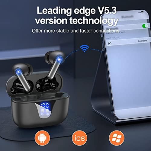 ZIUTY 2025 Wireless Earbuds – 50-Hour Playtime Bluetooth 5.3 Headphones with Deep Bass for HD Stereo Sound, IPX5 Waterproof for Active Lifestyles, Ergonomic Fit with Built-in Mic for Seamless i Phone & Android Connectivity – Elevate Your Audio Journey
