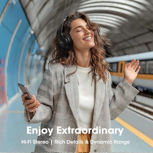 Premium Bluetooth Over-Ear Headphones with 80-Hour Playtime, Custom EQ Settings, and Enhanced Noise-Cancellation Microphone for Superior Call Clarity – Foldable Wireless Headset Ideal for Travel, Gym, Office, and Home Enjoyment with Rich Deep Bass and Unmatched Comfort