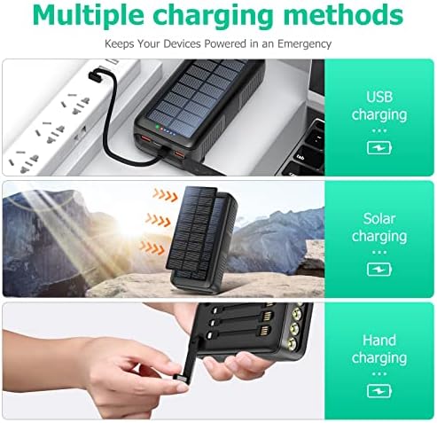 Ultimate 63200 m Ah Solar Power Bank with Hand Crank & 4 LED Flashlights – Fast Charging Emergency Battery Pack for Hiking, Camping, and Survival – Unmatched Durability and Safety Features for All Outdoor Adventures – Dual Input & Output Compatibility, Water & Drop Resistant Design for Extreme Conditions