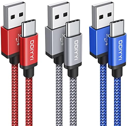 USB Type C Cable 5Pack (3/3/6/6/10FT), Nylon Braided USB C Cable Fast Charger Cord for iPhone 16/15, Samsung Galaxy S24 S23, LG V30 V20 G5 G6, PS5, Google Pixel, Redmi, HTC – Enhanced Compatibility and Speed