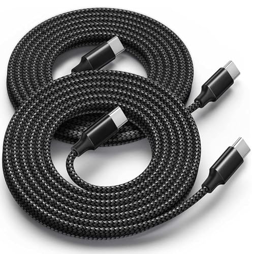 Awnuwuy 60 W USB C to USB C Charger Cable 15 ft – Fast Charging & Data Transfer for i Phone 15, Samsung Galaxy S23, Pixel 7, Mac Book – 2 Pack of Durable, High-Performance Type-C Cords for Ultimate Versatility and Connectivity