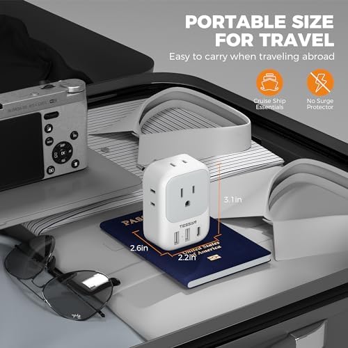 TESSAN Dual Pack European Travel Adapter with 4 AC Outlets and 3 High-Speed USB Ports – Ultimate International Power Converter for Seamless Device Charging in Italy, Spain, France, Portugal, Germany, and Iceland – Essential Travel Accessory for Modern Explorers