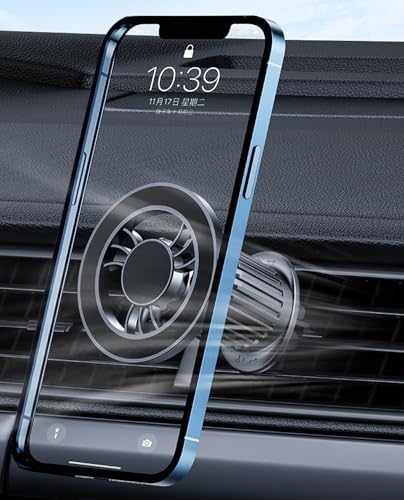 for iPhone Fits MagSafe Car Mount – Magnetic Mag Safe Phone Holder Car Accessories,Dashboard Vent Car Mount for iPhone 16 15 14 13 12 Pro Max Plus,Samsung Galaxy Moto,Gifts for Men Women (Black) – Enhanced Compatibility and Speed