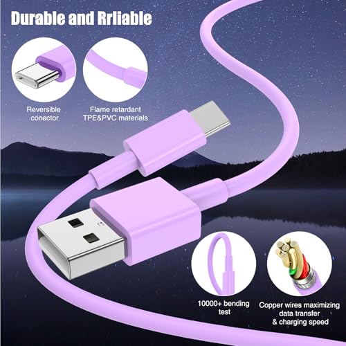 6 FT USB A to USB C Carplay Charging Cable – 3-Pack for i Phone 15/16, i Pad Pro/Air/Mini, Samsung Galaxy S25/S24/S23, and Mac Book – Fast Charging & High-Speed Data Transfer for Enhanced Compatibility on the Go