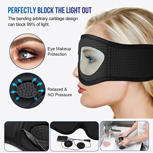 Transform Your Sleep Experience with the MUSICOZY Bluetooth Sleep Mask – Premium Wireless Eye Cover Featuring Built-In Earbuds for Ultimate Comfort, Perfect for Side Sleepers, Office Relaxation, and Travel – Advanced Bluetooth 5.4 Connectivity for Effortless Pairing and High-Quality Sound, Ideal Tech Gift for Anyone Seeking Restful Slumber.