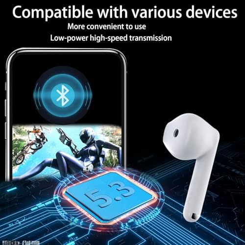 Revolutionary Bluetooth 5.3 Wireless Earbuds with Dynamic Hi-Fi Bass & Enhanced Noise Isolation – 40-Hour Battery Life & IPX7 Waterproof Rating for Rugged Use – Perfect for Audiophiles and Professionals Seeking Comfort and Crystal-Clear Communication