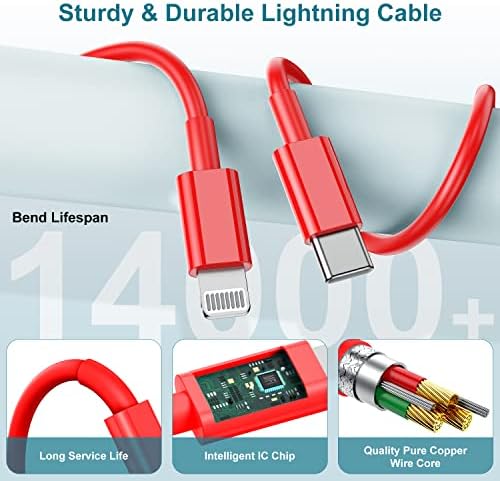 MFi Certified 20 W USB-C to Lightning Fast Charger for i Phone 14/13/12 – 6 FT Durable Cable & Power Delivery Block in Stylish Blue – Ultimate Solution for Rapid Charging of All Apple Devices Including i Pad Pro, XS, XR, 8 Plus – Optimized for Reliability and Speed