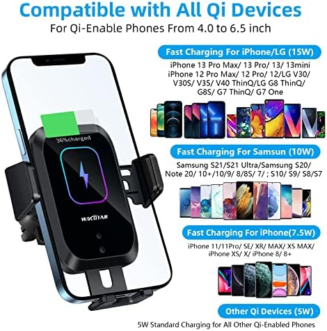 Ultimate Wireless Car Charger with Cup Holder Mount – Smart Infrared Clamping, Qi 15 W Rapid Charging, Versatile Adjustable Design for All Phone Models – Hands-Free Device Access While Driving