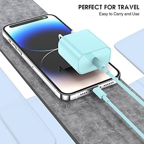 Ultra-Fast 20 W i Phone Charger with 10 ft USB C to Lightning Cable – Stylish Pink Fast Charging Block for i Phone 14 Pro Max, 13, 12, 11, XS, SE, i Pads & Air Pods – Unmatched Compatibility & Durability for On-the-Go Power