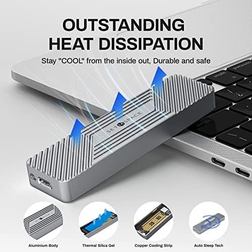 Ultra-Fast M.2 SSD Enclosure – Supports NVMe 10 Gbps & SATA 6 Gbps | USB 3.1 Gen 2 with 5.9″ Cable | Versatile for 2230, 2242, 2260, 2280 SSDs | Enhanced UASP Performance | Durable Design for Optimal Heat Dissipation | Perfect for Upgrading Laptops & Portable Storage Solutions