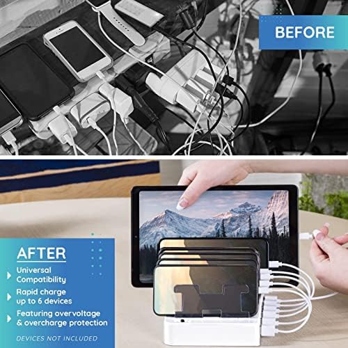 Stylish 6-Port USB Charging Dock in Elegant Pink – High-Speed Multi-Device Charger for i Phone and Android – Smart Technology for Fast, Safe Charging – Ideal for Home, Office, and Travel – Compact, Clutter-Free Design for Effortless Organization and Portability