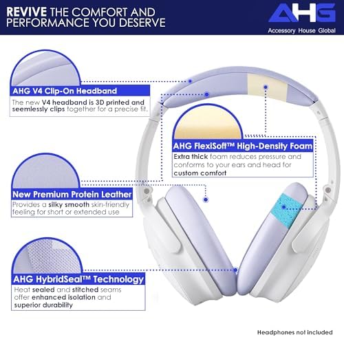 Ultimate Comfort Upgrade Kit: Premium Replacement Ear Pads & Headband Cushions for Bose Quiet Comfort 2023 Models (QC45, QCSE, QC35 II) – Easy DIY Installation in Elegant White Smoke for Superior Sound Quality and Long-lasting Durability