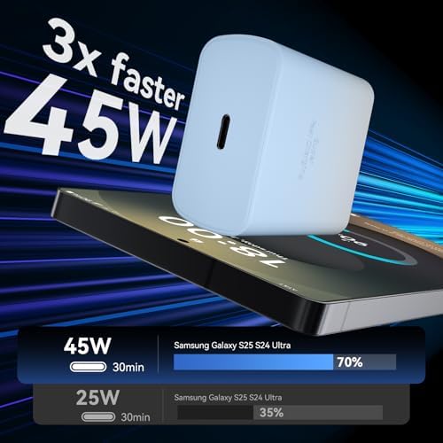 Super Fast 45 W Samsung USB-C Charger with 10 FT Pink Cable – Ultimate Charging Solution for Galaxy S25/S24/S23 Ultra, Stylish & Efficient Power Adapter for Quick Device Boosts and Enhanced Compatibility