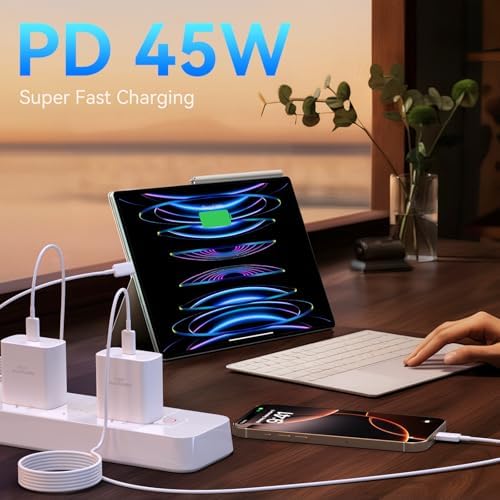 Elevate Your Charging Experience with the 45 W Super Fast USB-C Charger and 6.6 FT Cable – Optimal for i Phone 16 Pro Max, i Pad, and Android Devices – Compact, High-Efficiency Power Adapter with Advanced Safety Features for On-the-Go Users