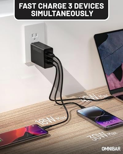 100 W USB-C Ga N Fast Charger | 3-Port Wall Adapter for Mac Book Pro, i Phone 16 Pro, Galaxy S24 Ultra & More | Compact Foldable Design for Multi-Device Charging | PD3.0 & PPS Technology for Optimal Efficiency & Speed | Ultimate Travel Companion for All Your Devices