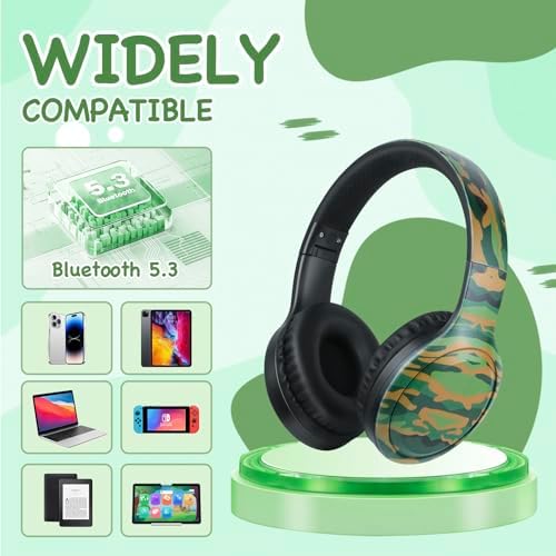 Advanced Bluetooth 5.3 Over-Ear Kids Headphones – Foldable Wireless Design with HD Sound, Built-In Microphone, and Safe Volume Control for Music, Gaming, and Movies – Universal Compatibility with Smartphones & Tablets (Black)