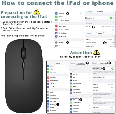 Urban X Wireless Bluetooth Rechargeable Mouse – Ergonomic Onyx Black Design for Dell Inspiron 15 3000/3505, PC, Mac, i Pad Pro, and Android Devices – Silent Click for Effortless Productivity and Comfort