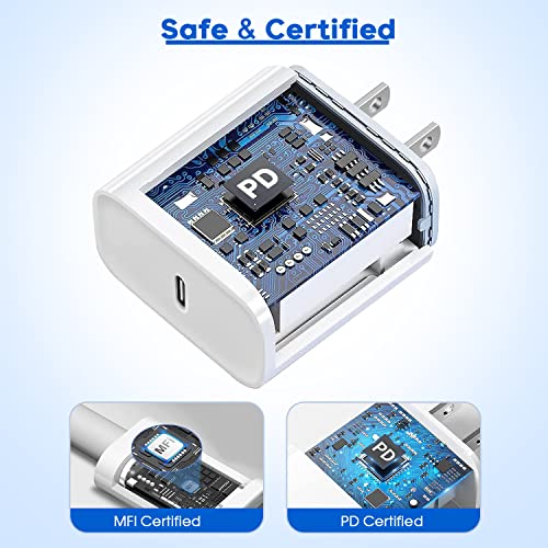 Ultra-Compact 20 W PD USB C Fast Charging Duo: Dual Wall Charger Set with High-Speed Cables for i Phone 16/15 & i Pad Compatibility – Streamlined Portability, Enhanced Safety Features, and Rapid Power Delivery for Everyday Use