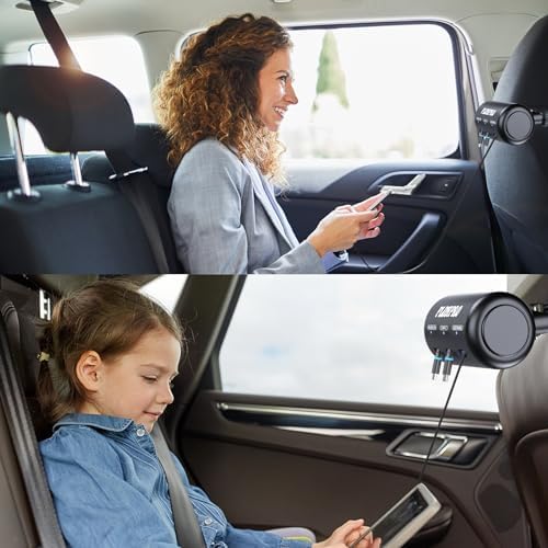 Revitalize Your Travel Experience with the Ultimate 3-in-1 Retractable Car Backseat Charging Station – Multi-Device USB Type C Dock for i Phone, Samsung, and Android | Perfect for Rideshare, Family Trips, and On-the-Go Power Solutions | Sleek Design with Simultaneous Charging Capability