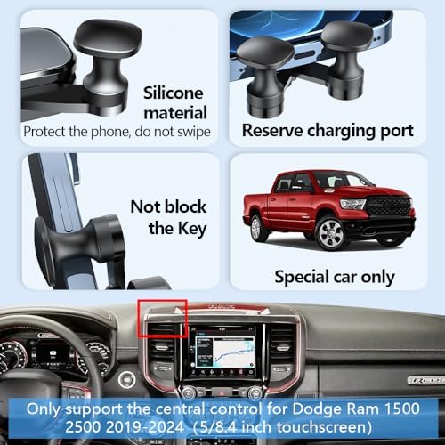 Secure Fit Car Phone Holder Mount for 2013-2018 Ram 1500, 2500, 3500 | 360° Adjustable Smartphone Cradle | Hands-Free Navigation and Calling | Durable Interior Accessory Enhancing Driver Safety and Convenience