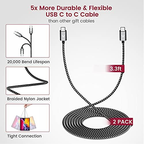 VELOGK 25 W PD PPS Super Fast USB-C Charging Kit: High-Speed Wall & Car Charger for Samsung Galaxy S25/S24/S23 Ultra/S23+/S23/S22/S21/S20/Plus/Note 20 & i Pad Pro – Includes 2 Durable 3.3 ft Nylon C-to-C Cables for Optimal Performance and Safety