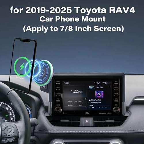 Secure Your Smartphone with Advanced Car Phone Holder for Toyota RAV4 (2019-2025) – 15 W Fast Wireless Charger, 360-Degree Rotation & Hands-Free Convenience for Safer Navigation – Perfectly Fits 7/8 Inch Touch Screens – Premium Stability & Effortless Installation