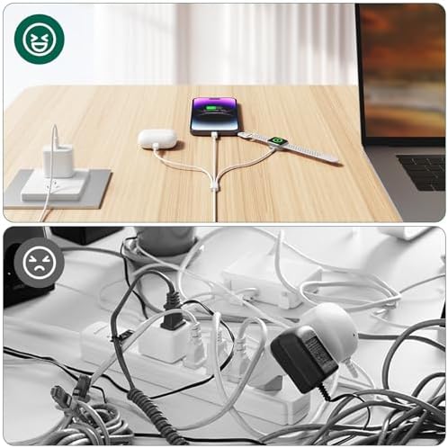 Revolutionary 2-in-1 Magnetic USB-C Charger for Apple Watch & i Phone – 3 ft Fast Charging Cable for Series Ultra/9/8/7/6/SE/SE2/5 & i Phone 14/13/12/11 Pro/Pro Max – Ultimate Convenience, Enhanced Compatibility, and Robust Durability for Modern Tech Users