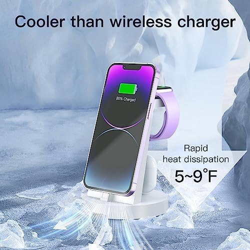 DUMTERR 3-in-1 Wireless Fast Charging Dock – Streamlined Charging Solution for i Phone 14 Pro Max/13/12/11/X/8 Plus, Air Pods & All Apple Watch Models (8/Ultra/7/6/SE/5/4/3/2) – Space-Saving Design with Enhanced Safety Features for a Modern Workspace and Effortless Multi-Device Power-ups