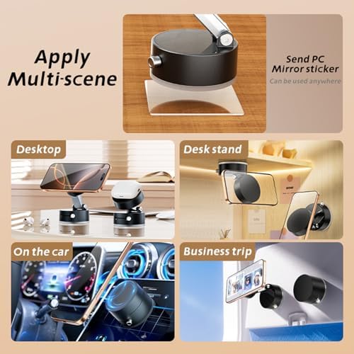Vacuum Magnetic Phone Holder Updated Suction Cup Phone Mount Foldable and Portable Easy to Operate and Durable Multi-scenario Application 360° Adjustable for Gym/Kitchen/Bathroom/Car/Desktop(White) – Enhanced Compatibility and Speed