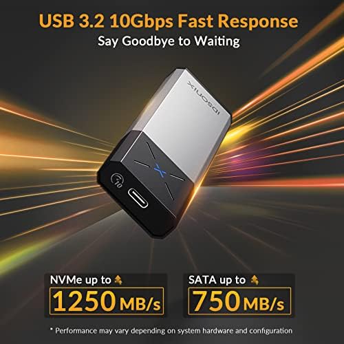 i Dsonix High-Speed M.2 NVMe Enclosure Adapter with Heavy-Duty Protector – 10 Gbps USB C SSD Converter for M.2 PCIe & AHCI SATA – Ultimate Portable Storage Solution with Enhanced Durability and Rapid Data Transfer Efficiency