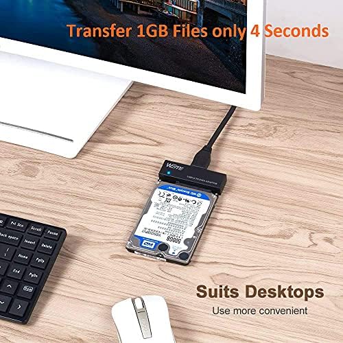 WEme USB 3.0 to SATA Adapter for 2.5″ & 3.5″ Hard Drives & SSDs – High-Speed Data Transfer with Power Adapter & USB Cable Included, Effortless File Management Solution for Tech Enthusiasts