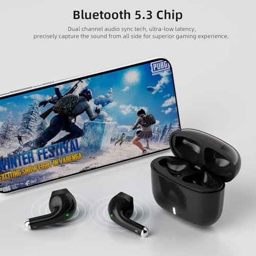 Premium Bluetooth 5.3 Wireless Earbuds for i Phone 16 & Galaxy S25 – Unmatched Noise-Canceling In-Ear Headphones with Deep Bass – Built-In Microphone for Seamless Calls – Sweatproof, Lightweight Design for Ultimate Comfort – Quick Charge Technology for Endless Audio Enjoyment