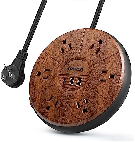 TOPREK Ultra-Slim 5-Outlet Power Strip with USB-C and USB-A Ports – 5 FT Flat Extension Cord Surge Protector for Efficient Charging in Home, Office, and Travel – Compact Design for Enhanced Portability and Safety