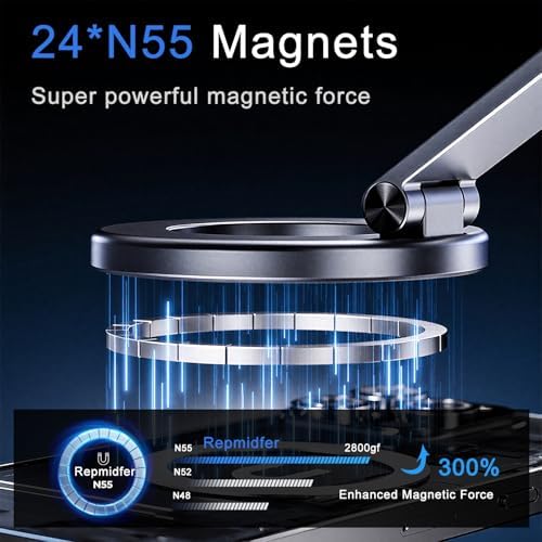 Transform Your Driving with the Versatile 360° Magnetic Phone Holder – Superior Nano Gel Suction Mount Compatible with Mag Safe for i Phone 12-16 Pro Max – Optimal Stability & Customizable Viewing Angles for Cars, Trucks, and Boats – Experience Effortless Hands-Free Navigation and Safety