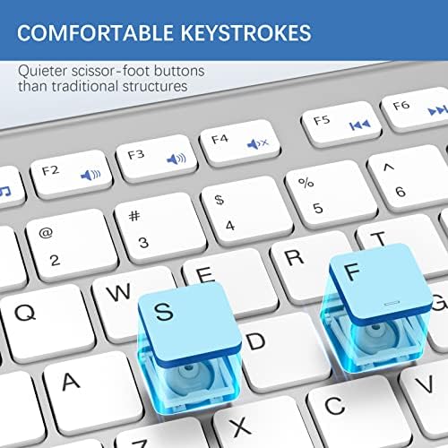 JOYACCESS Rechargeable Silent Wireless Keyboard – Sleek Silver-White Design for Mac, PC & Laptop | Versatile 2.4 G USB Connectivity | Water-Resistant, Noise-Free Typing for Enhanced Focus & Productivity | Compatible with Windows, i OS & Android Devices | Lightweight & Slim for On-the-Go Professionals
