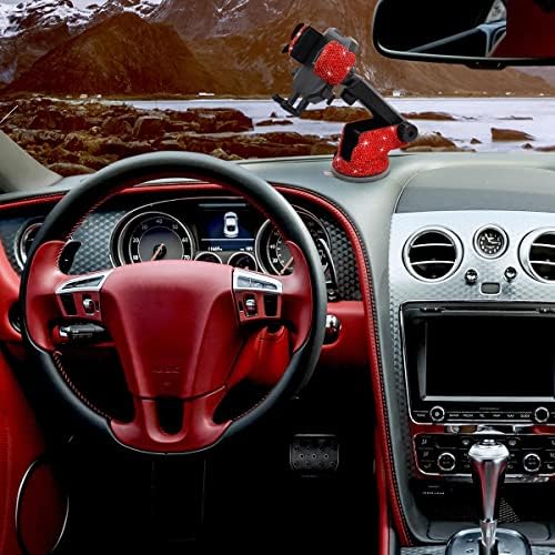 LYCARESUN Crystal Rhinestone Car Phone Mount Holder – Elegant Dashboard & Windshield Stand for Women, Universal Compatibility for Most Smartphones, Stunning Bling Car Accessory, Adjustable Viewing Angles for Hands-Free Navigation, Durable & Easy to Clean