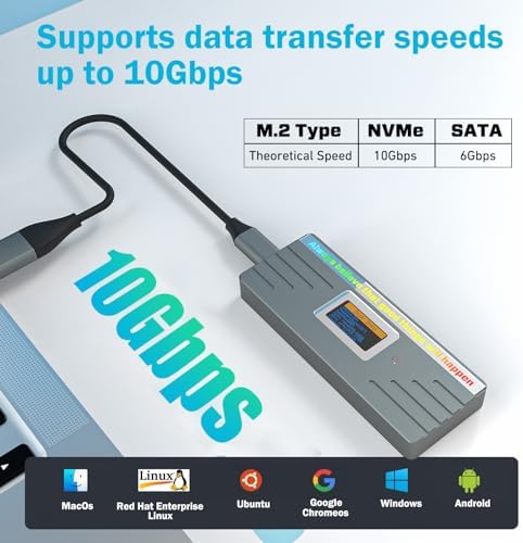 Ultra-Fast M.2 SSD Portable Hard Drive Enclosure – USB 3.1 Type-C (10 Gbps) Compatible with NVMe & SATA SSDs for Mac Book – Elegant Black Design for Enhanced Data Security and Versatile Storage Solutions