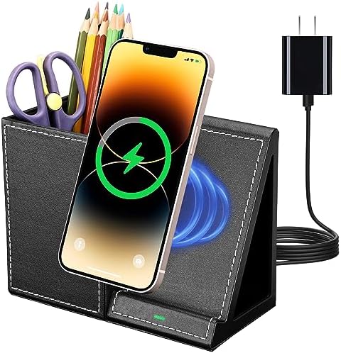 Ultimate Wireless Charging Station & Desk Organizer for i Phone 15/14/13/12/11 Pro Max & Samsung Galaxy S23/S22/S21/S20/Z Flip/Fold 5 – Fast Charging & Clutter-Free Workspace Solution with Premium Leather Finish for Enhanced Productivity