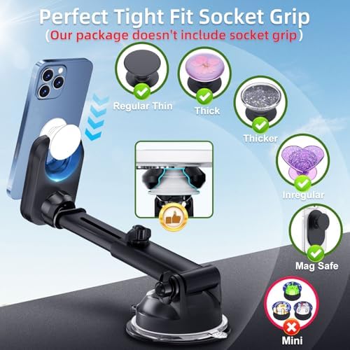 Revolutionary Pop-Tech Car Phone Mount: Adjustable Suction Cup Holder for Pop Socket – Hands-Free Dashboard & Windshield Stand for i Phone & Samsung Devices – Ultimate Safety & Convenience on the Road